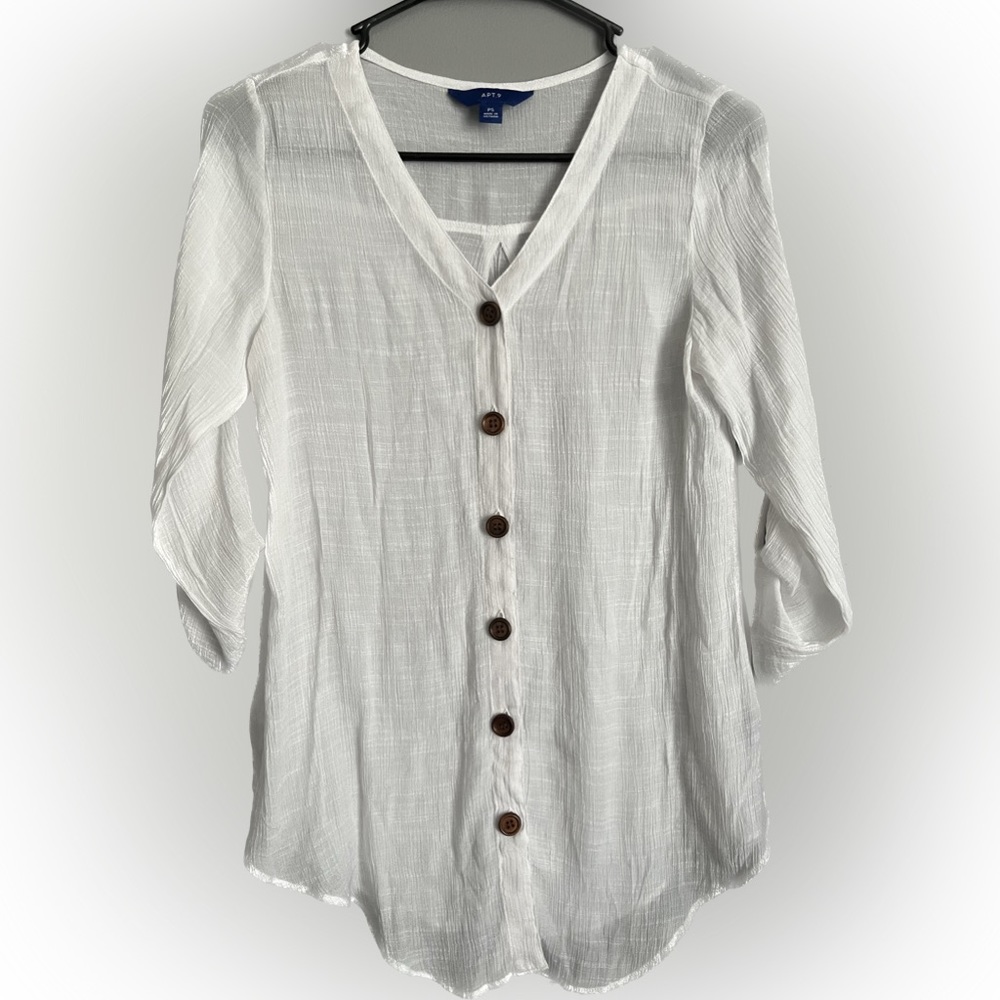 APT.9 Women/Girls White Button Down LongSleeve Shirt